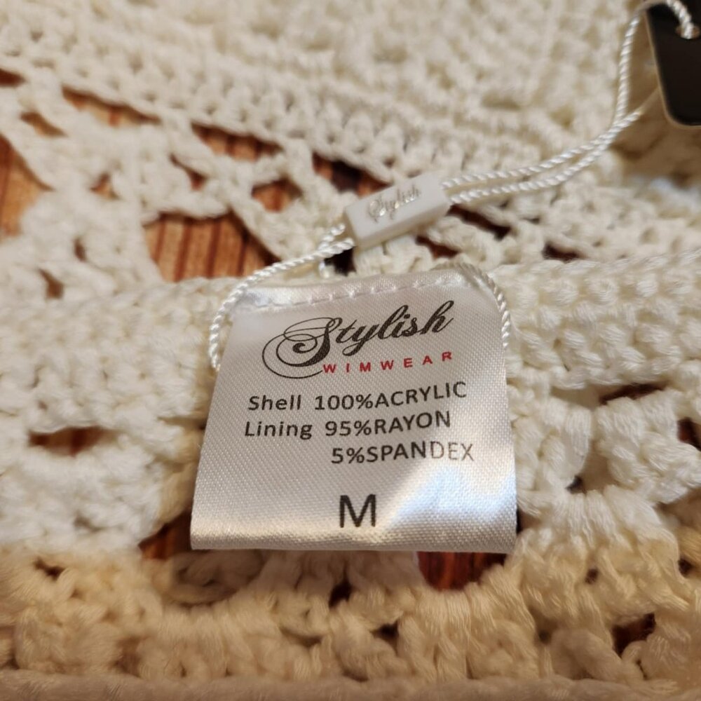 Medium Stylish Swim Crochet Halter Bralette Boho Festival Beachwear Bikini Top - Picture 5 of 5